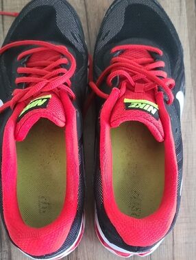 Nike Mens Black and Red Sneakers with Neon Accents